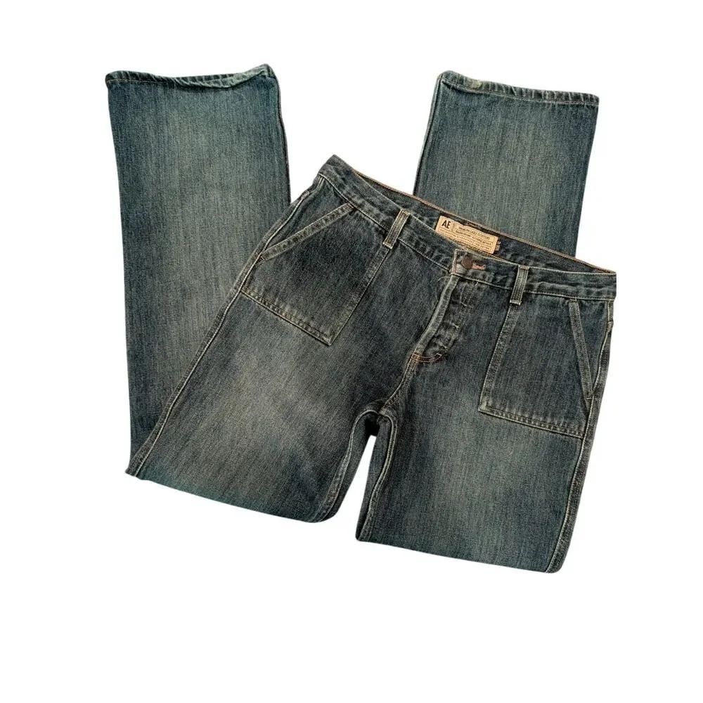American Eagle Women Jeans, Vtg 100% Cotton Button Fly Straight Jeans, Sz 12/W32